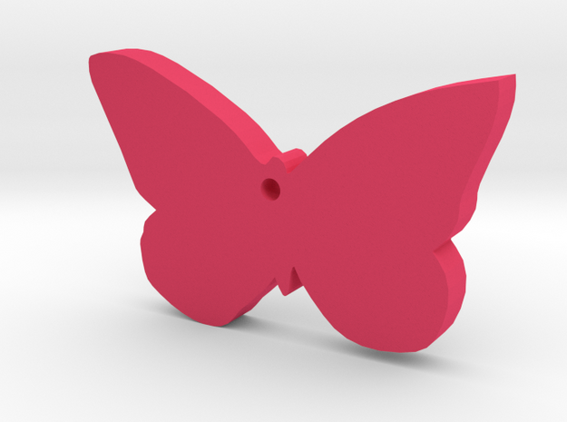 Butterfly Silhouette Keychain in Pink Processed Versatile Plastic