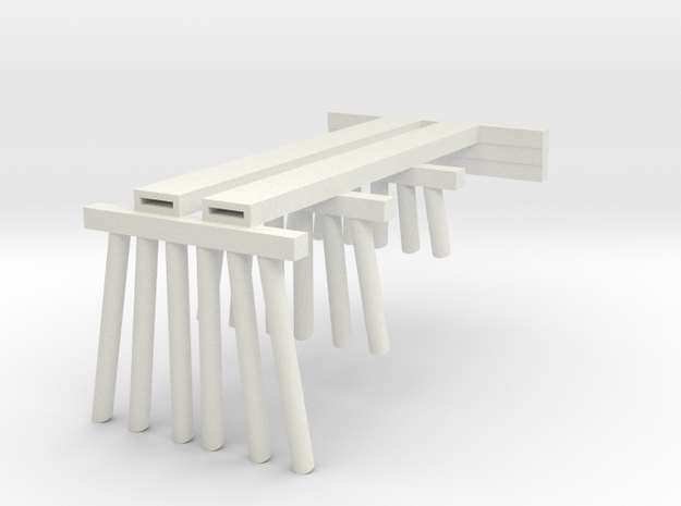 Part A Trestle N (1:160) Modular Six Piles in White Natural Versatile Plastic