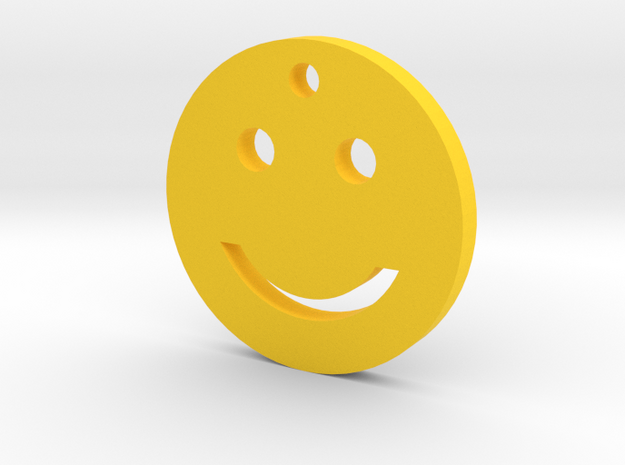 Smiley Smile Silhouette Keychain in Yellow Processed Versatile Plastic