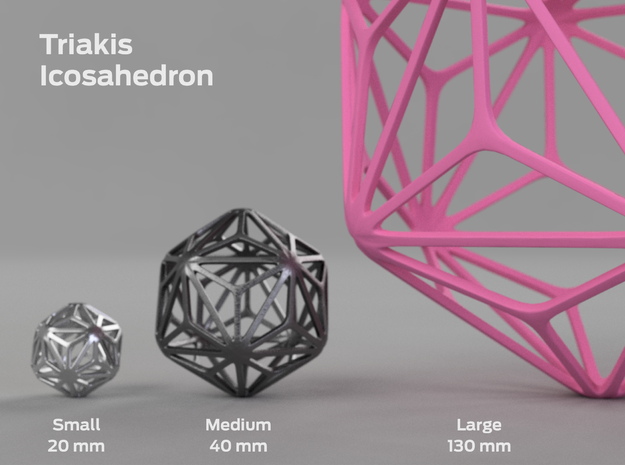 Triakis Icosahedron in Pink Processed Versatile Plastic: Large