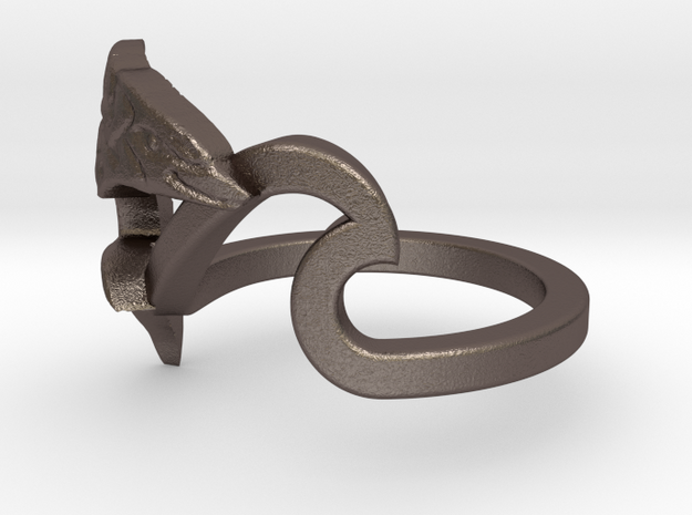 Wave Ring Dolphin- 6 in Polished Bronzed-Silver Steel