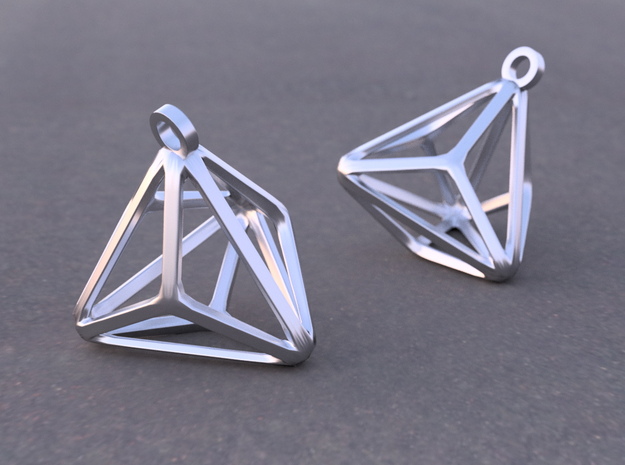 Triakis Tetrahedron Earrings in Rhodium Plated Brass
