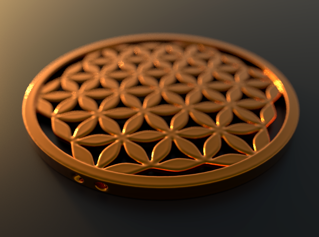 Flower of Life pendant in a wide variety of materi in Polished Gold Steel
