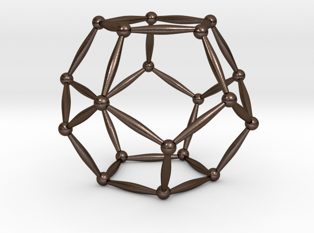 Dodecahedron with spheres in Polished Bronze Steel