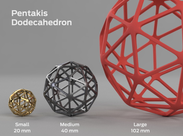 Pentakis Dodecahedron in Red Processed Versatile Plastic: Large