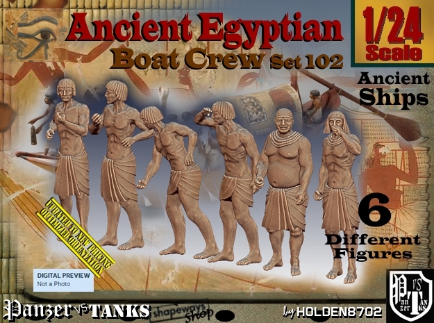 1/24 Ancient Egyptian Boat Crew Set102 in White Natural Versatile Plastic