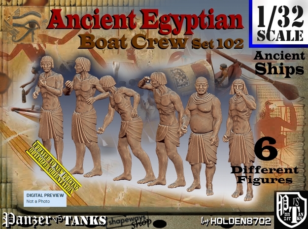 1/32 Ancient Egyptian Boat Crew Set102 in White Natural Versatile Plastic