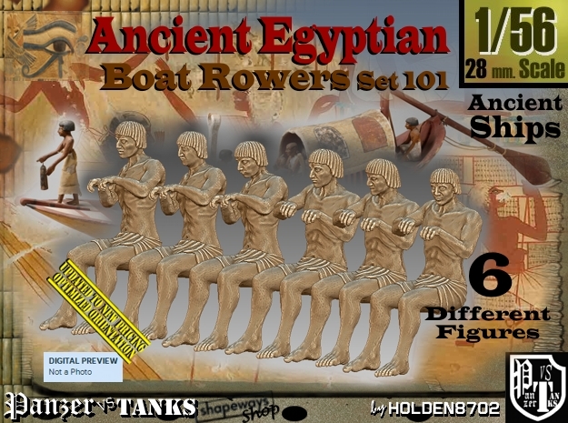 1/56 Ancient Egyptian Boat Rowers Set101 in Tan Fine Detail Plastic