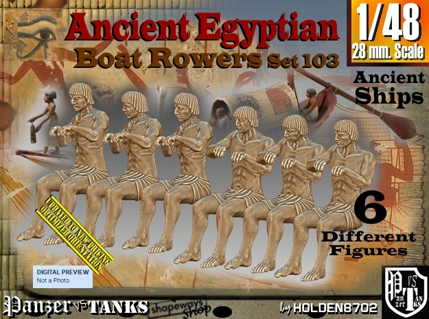 1/48 Ancient Egyptian Boat Rowers Set103 in Tan Fine Detail Plastic