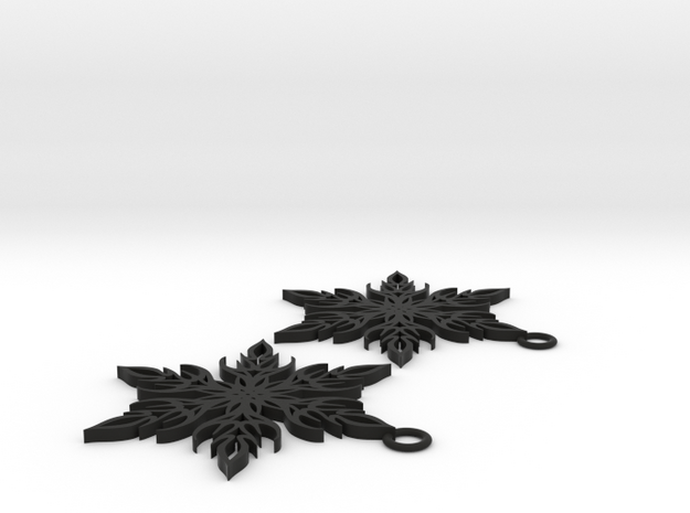 Snowflake earings in Black Natural Versatile Plastic