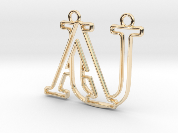Monogram with initials A&U in 14k Gold Plated Brass