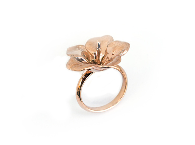 Hawaiian Hibiscus Ring in 14k Rose Gold Plated Brass: 4.5 / 47.75