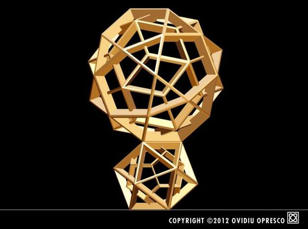 Polyhedral Sculpture #27 in Polished Gold Steel