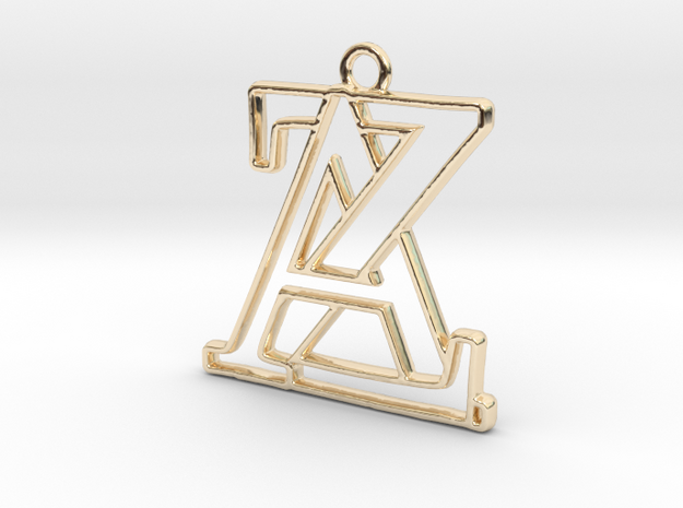 Monogram with initials A&Z in 14k Gold Plated Brass