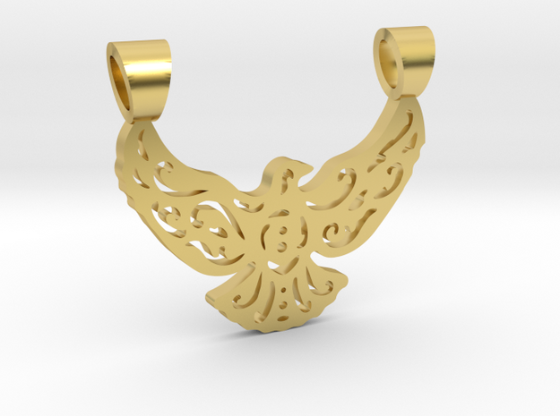 Lacework bird [pendant] in Polished Brass