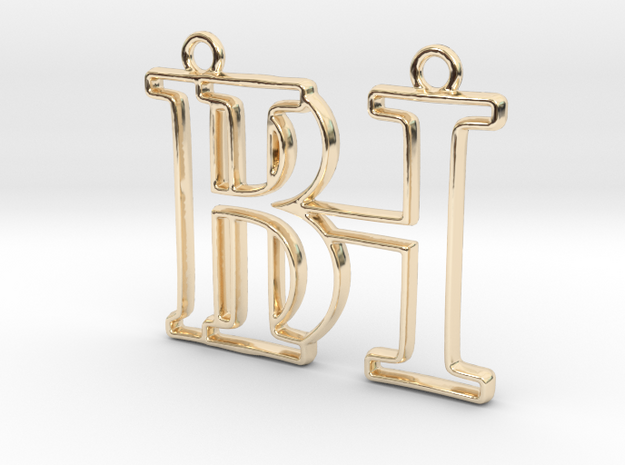 Monogram with initials B&H in 14k Gold Plated Brass