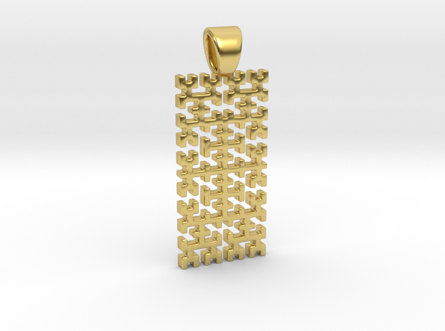 Big Hilbert curve [pendant] in Polished Brass