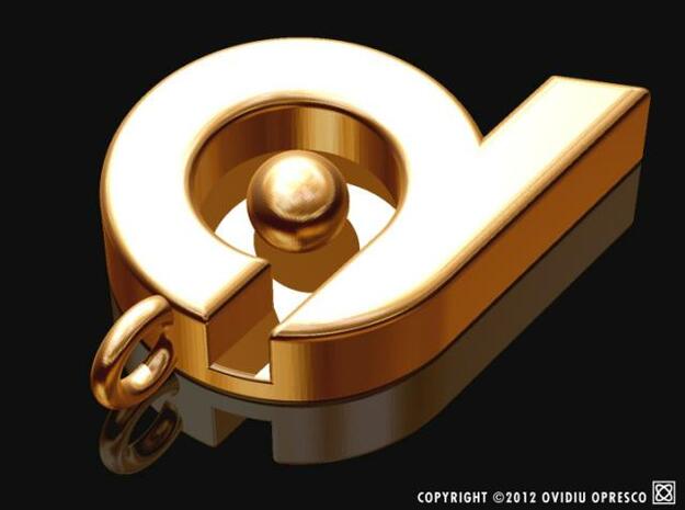 "dq" "d9" "pb" "p6" pendant / keyholder in Polished Gold Steel