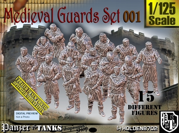 1/125 Medieval Guards Set001 in Tan Fine Detail Plastic