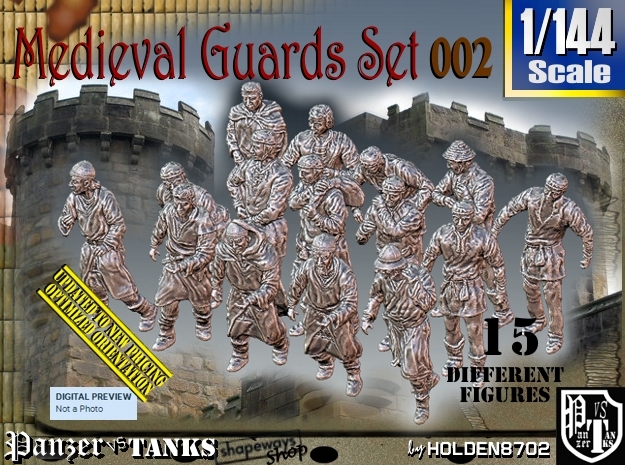 1/144 Medieval Guards Set002 in Tan Fine Detail Plastic