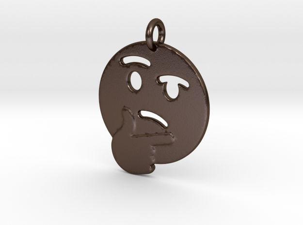 Thinker Emoji Pendant - Metal in Polished Bronze Steel