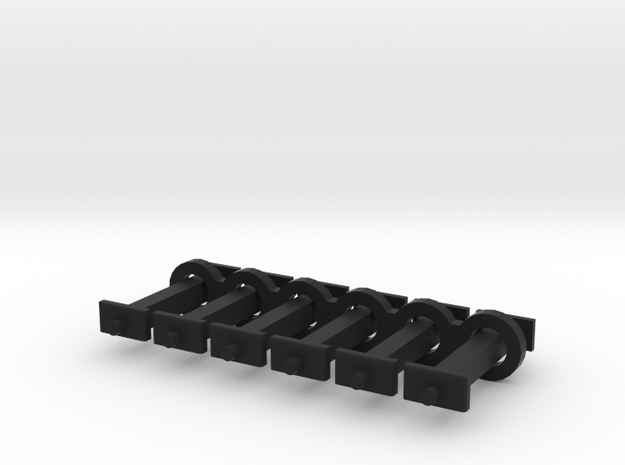 N Scale 11mm Fixed Coupling Drawbar x6 in Black Natural Versatile Plastic
