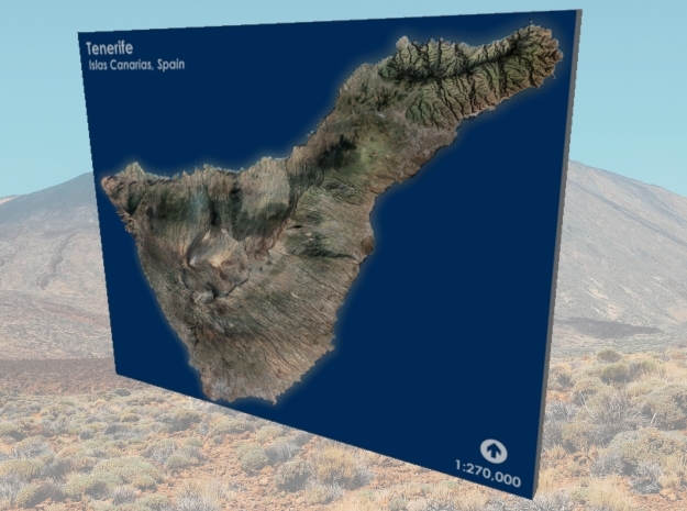Tenerife Map, Canary Islands - Large in Glossy Full Color Sandstone