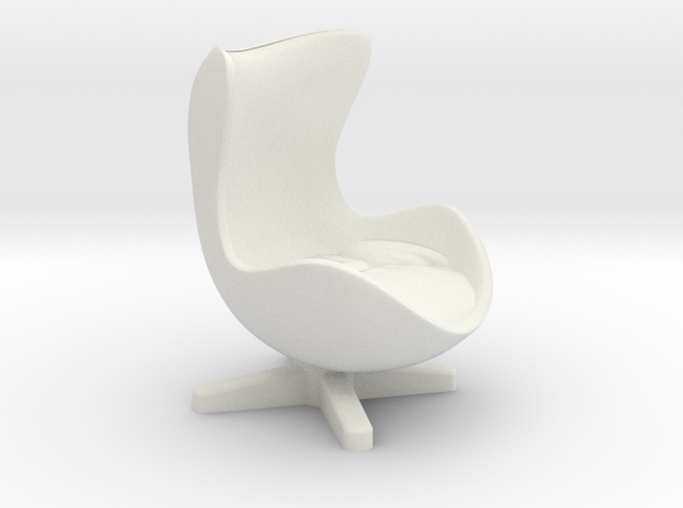 Arne Jacobson Egg Chair Inspired in White Natural Versatile Plastic: Medium
