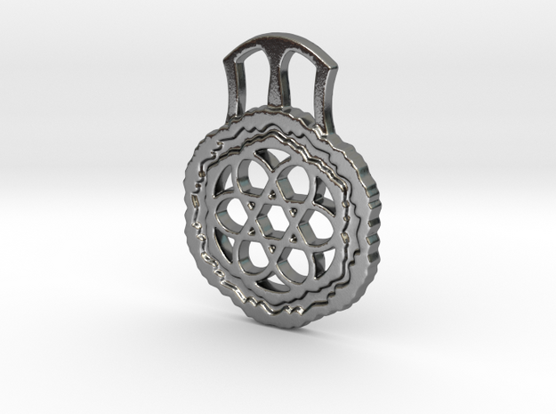 David's Shield Decorated Pendant in Polished Silver