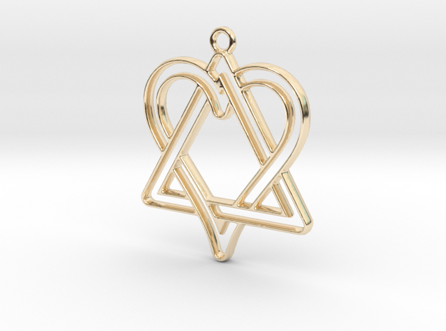 Heart and triangle intertwined in 14k Gold Plated Brass