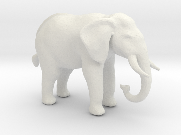 N Scale African Elephant in White Natural Versatile Plastic
