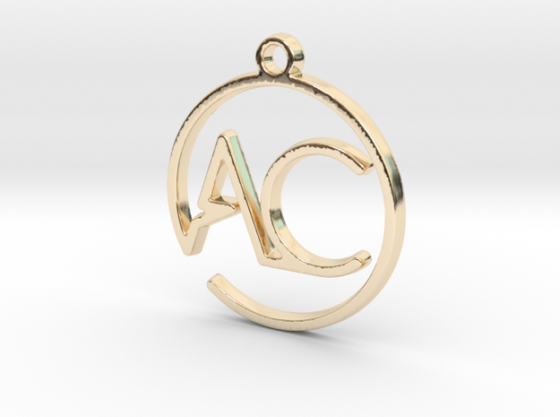 A & C monogram Pendant in 14k Gold Plated Brass