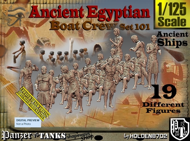 1/125 Ancient Egyptian Boat Crew Set101 in Tan Fine Detail Plastic