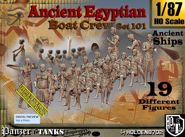 1/87 Ancient Egyptian Boat Crew Set101 in Tan Fine Detail Plastic