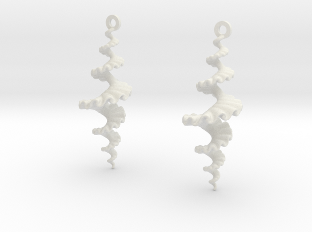 Fractal Sp. Earrings  in White Natural Versatile Plastic