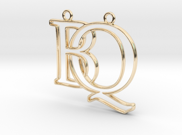 Initials B&Q monogram  in 14k Gold Plated Brass