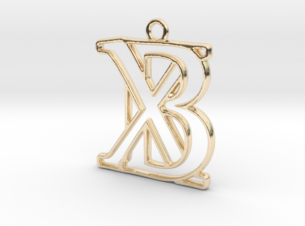 Initials B&X monogram in 14k Gold Plated Brass