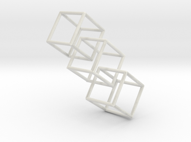 Three interlocking cubes in White Natural Versatile Plastic