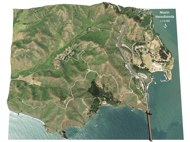 Marin Headlands Map: 8.5"x11" in Full Color Sandstone