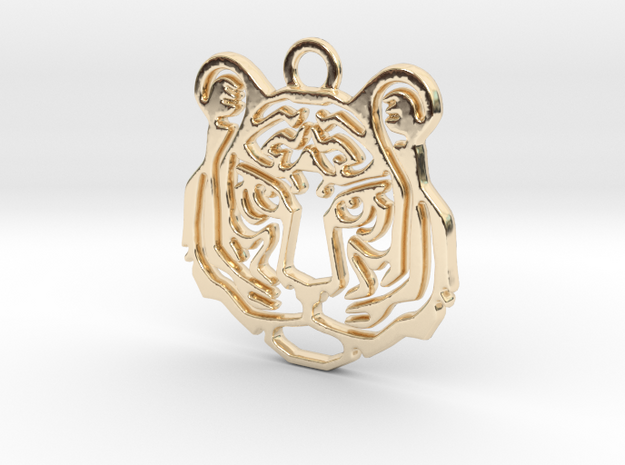 Tiger head Pendant in 14k Gold Plated Brass