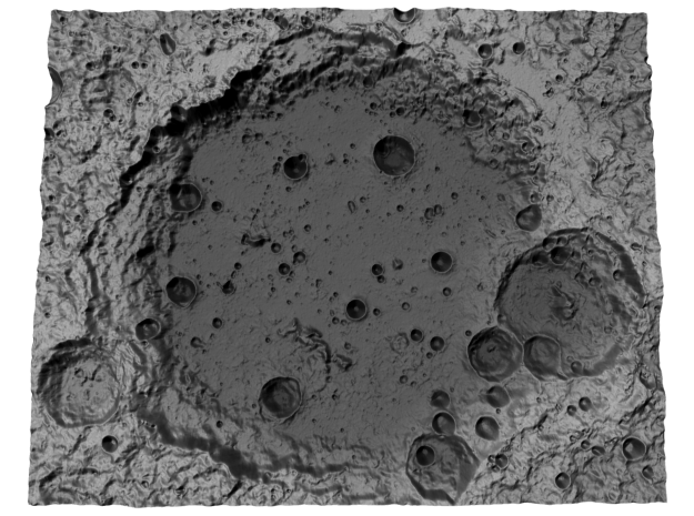 Moon Map: Large Crater, B&W in Full Color Sandstone