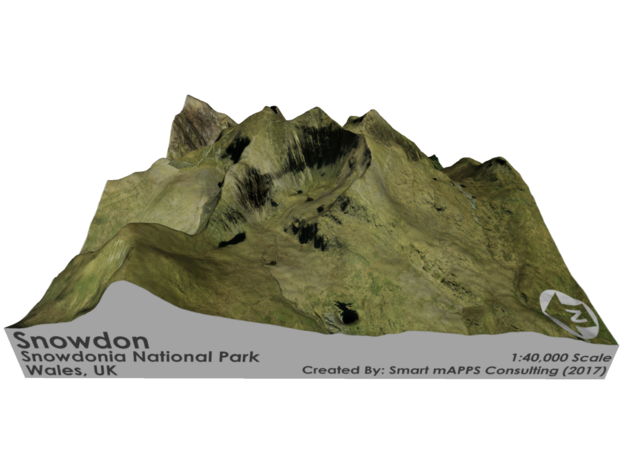 Snowdon Map, Wales in Full Color Sandstone