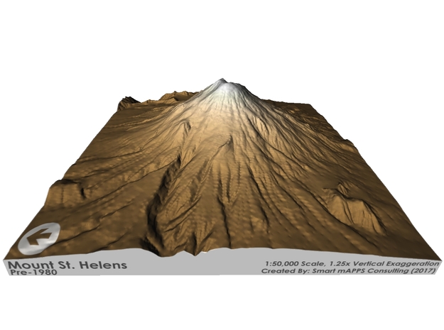 Mount St. Helens Pre-1980 Map: Sepia Relief in Glossy Full Color Sandstone