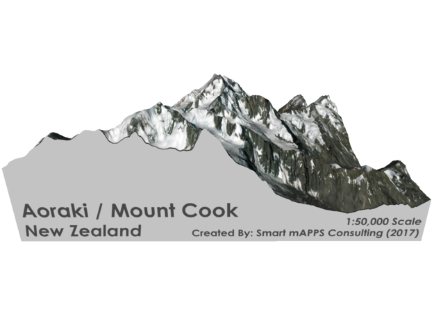 Aoraki / Mount Cook Map, New Zealand: 6" in Glossy Full Color Sandstone