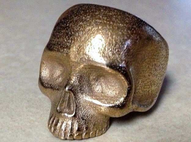 Skull Ring V2 - Size 12 in Polished Bronzed Silver Steel