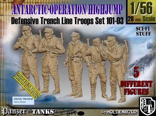1/56 Antarctic Troops Set101-03 in Tan Fine Detail Plastic