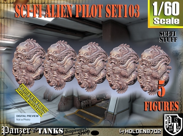 1/60 Sci-Fi Alien Pilots set103 in Tan Fine Detail Plastic