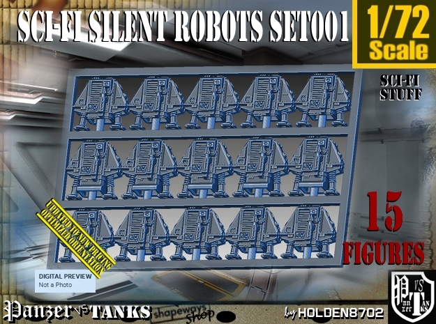 1/72 Sci-Fi Silent Robots Set001 in Tan Fine Detail Plastic
