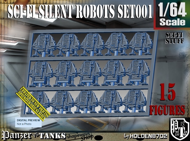 1/64 Sci-Fi Silent Robots Set001 in Tan Fine Detail Plastic