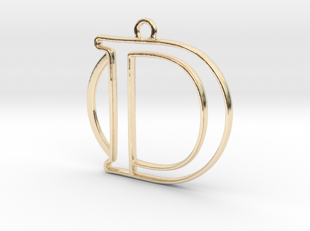 Initial D & circle  in 14k Gold Plated Brass